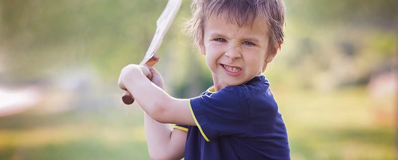 boy with wooden sword